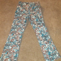 Green Paisley Pants Size 10 Tall - Thumbnail 1