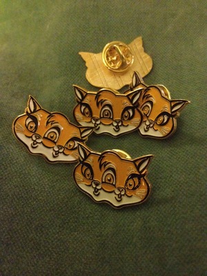 two faced cat enamel pin