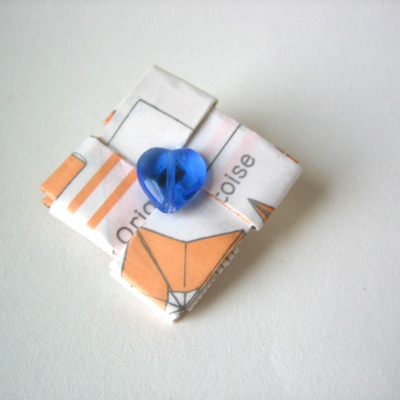 Blue & orange origami pin - eco & colorful