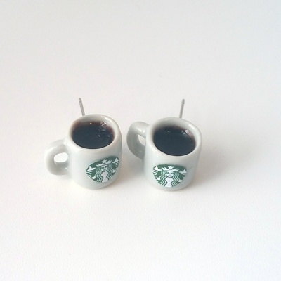 Kawaii miniature food stud earrings - starbucks coffee