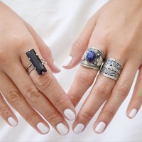 Silk Flower Cuff Ring - Thumbnail 2