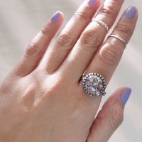 (Sterling) Round Amethyst Opal Ring - Thumbnail 3