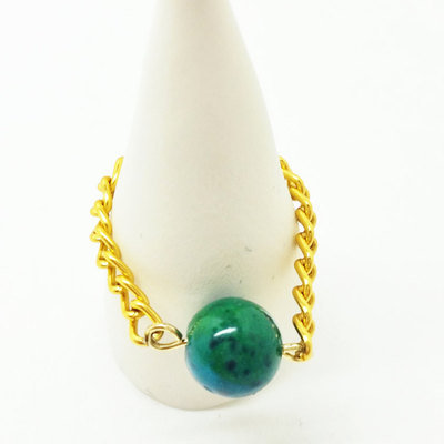Chrysocolla chain ring gemstone stacking ring