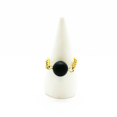 Onyx chain ring stacking gemstone ring