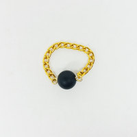 Onyx Chain Ring Stacking Gemstone Ring - Thumbnail 2
