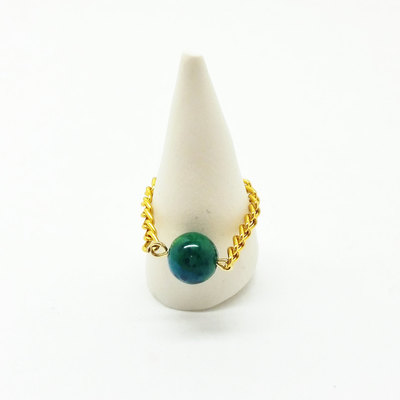 Chrysocolla chain ring gemstone stacking ring