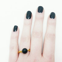 Onyx Chain Ring Stacking Gemstone Ring - Thumbnail 3