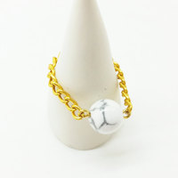 White Howlite Chain Ring Gemstone Stacking Ring - Thumbnail 1