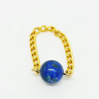 Malachite Azurite Chain Ring Gemstone Stacking Ring - Thumbnail 2