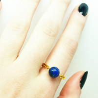 Malachite Azurite Chain Ring Gemstone Stacking Ring - Thumbnail 3
