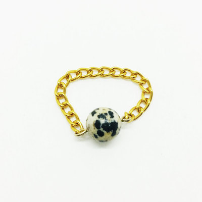 Dalmatian jasper chain ring