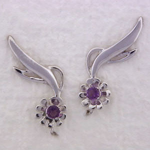 amethyst flower ear pin