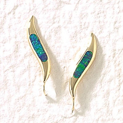 Inlaid blue opal ear pin