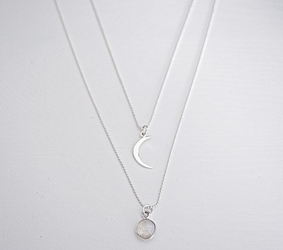Layered Crescent Moonstone Necklace