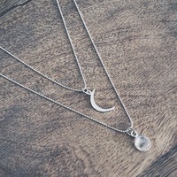 Layered Crescent Moonstone Necklace - Thumbnail 2