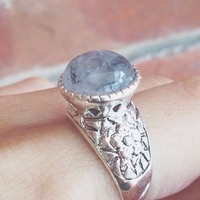 Grey Quartz Antique Flower Ring - Thumbnail 1