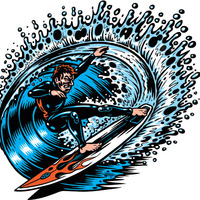 SURF SHREDDER full color shaped vinyl sticker - Thumbnail 1