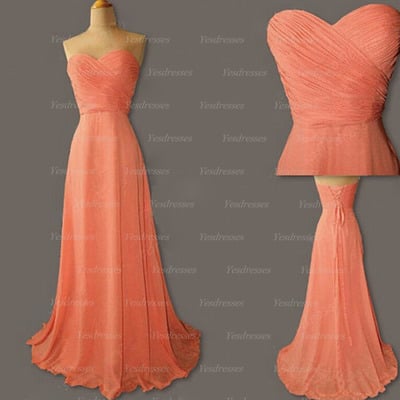 Long bridesmaid dresses, chiffon bridesmaid dress, simple bridesmaid dress, cheap bridesmaid dresses, coral bridesmaid dress, pd15184 - Thumbnail 3