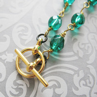 Green Beaded Bracelet St Patrick's Day Handmade Jewelry For Women Czech Glass Beaded Bracelet - Thumbnail 1