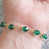 Green Beaded Bracelet St Patrick's Day Handmade Jewelry For Women Czech Glass Beaded Bracelet - Thumbnail 2