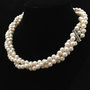 Twisted Triple strand Pearl Necklace,AA+ Multi Strand Genuine Pearl Necklace,Freshwater Pearl Necklace-1