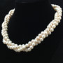 Twisted Triple strand Pearl Necklace,AA+ Multi Strand Genuine Pearl Necklace,Freshwater Pearl Necklace-2