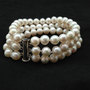 Triple Strand Pearl Bracelet, AAA Pearl bracelet, 7.5- 8mm Pearl Bracelet, Genuine Pearl Bracelet, 7.5 Inches Pearl Bracelet-3
