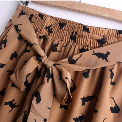 Cat prints high waist skirt