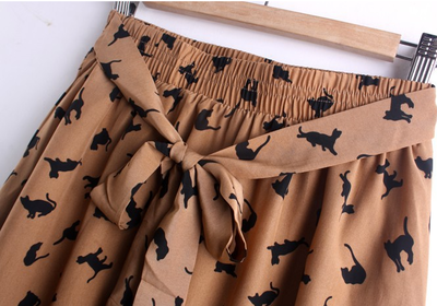 Cat Prints High Waist Skirt