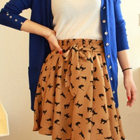 Cat Prints High Waist Skirt - Thumbnail 1