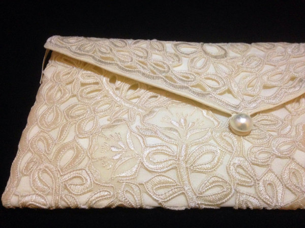 Champagne Lace Clutch Purse, Envelope Clutch Purse, Philippines Cutwork Embroidery Clutch, Bridal Clutch Purse, Wedding Clutch, Jusi Silk