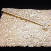 Champagne Lace Clutch Purse, Envelope Clutch Purse, Philippines Cutwork Embroidery Clutch, Bridal Clutch Purse, Wedding Clutch, Jusi Silk