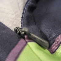 Silk Navy Mini Skirt w/Aztec Print - Thumbnail 1