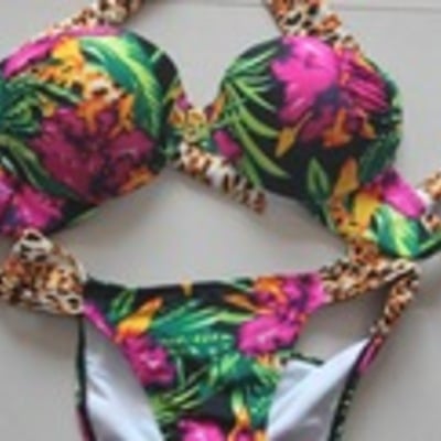  fashion swimsuit big chest bikini sexy flower floral print beach bathing dress biquini