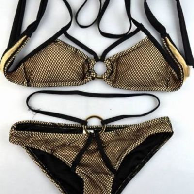 Bikini set bandage swimwear push-up padded bra swimsuit 