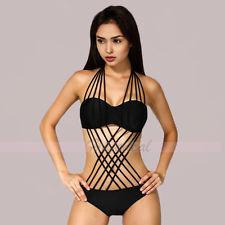 Strappy push up padded one piece bikini swimsuit 