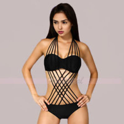 Lady underwire bra strappy bikini set push-up swimsuit