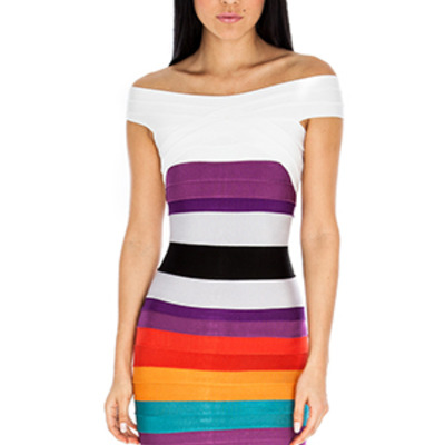 Luxe off the shoulder bandage dress