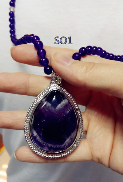 SO1 SOPHIA purple crystal pendant with purple crystal chain