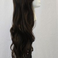 Brown No-Brand Long Wavy Wig - Thumbnail 1
