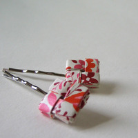 Carnation Pink, Red and Cream Eco Chic Bobbies - Thumbnail 2