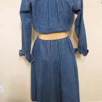 Size M Vintage Jean Flare Dress - Thumbnail 3