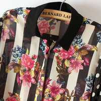 Polka Dot Flower Chiffon Blouse  - Thumbnail 1