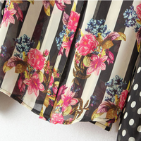 Polka Dot Flower Chiffon Blouse  - Thumbnail 2