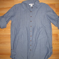 Size Large Denim Shirt Dress - Thumbnail 1