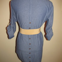 Size Large Denim Shirt Dress - Thumbnail 4