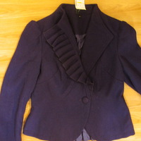 Size M NEW Peplum Pleated Blazer Jacket - Thumbnail 1