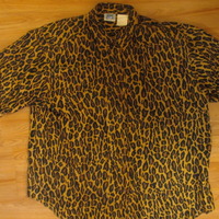 Size 24W 100% Silk Leopard Print Shirt Blouse - Thumbnail 1