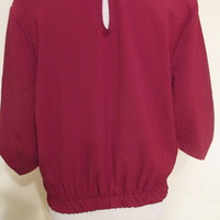 Size L Cranberry Pleated Blouse - Thumbnail 3
