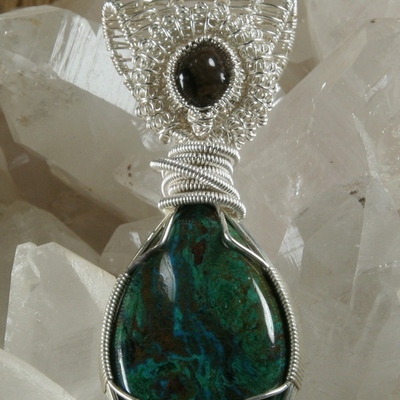Chrysocolla with apache tears pendant